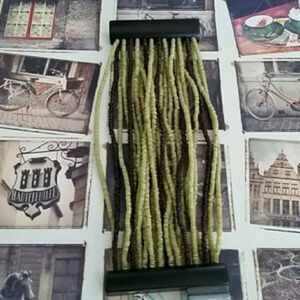 Lovely multilayer green beads adjustable bracelet with wooden magnetic closure